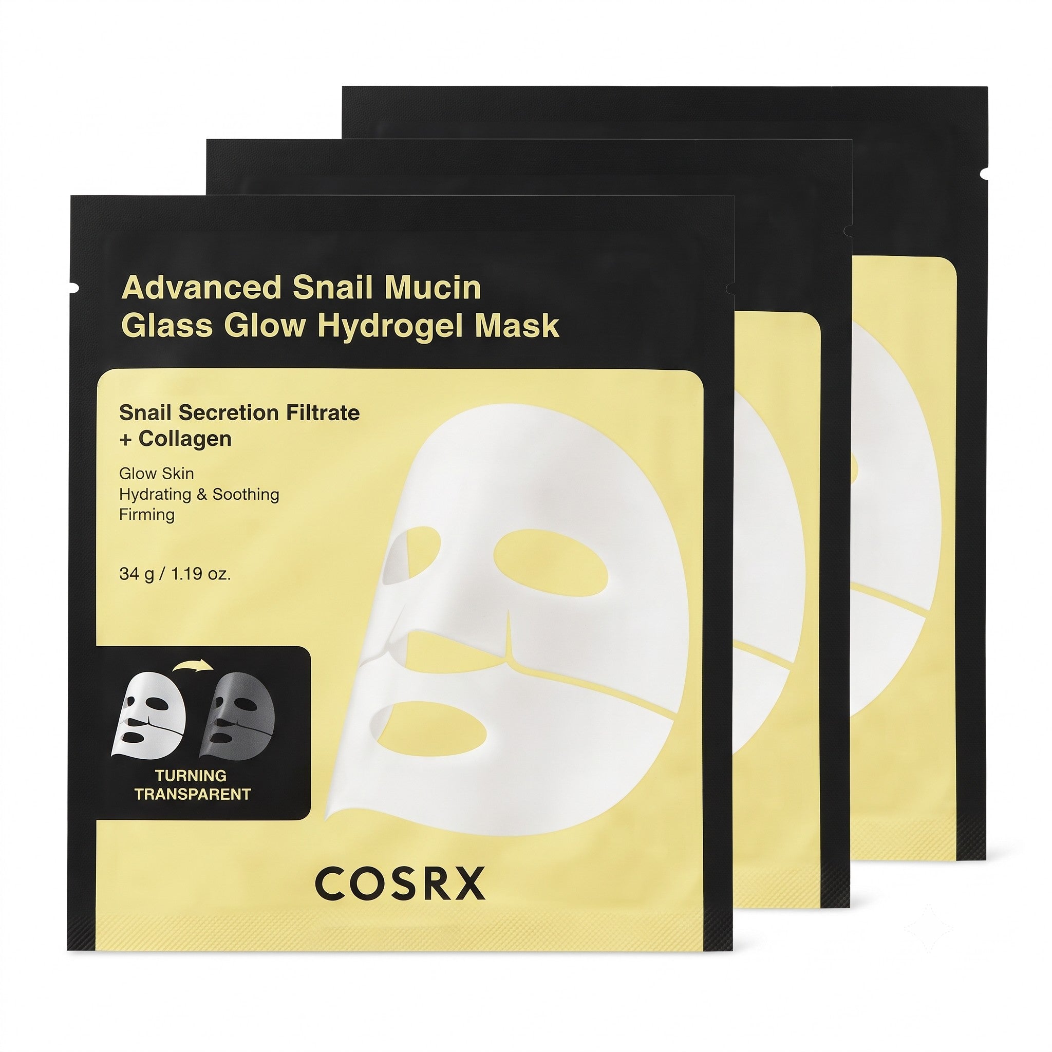 COSRX – Advanced Snail Mucin Glass Glow Hydrogel Mask 3 Sheets